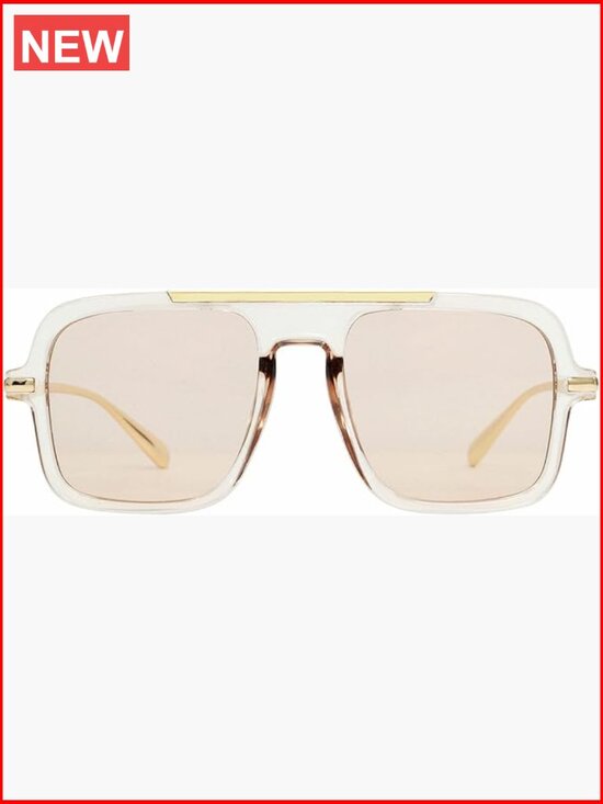 Retro Square Oversized Pilot Sunglasses for Women and Men UV400 Protection